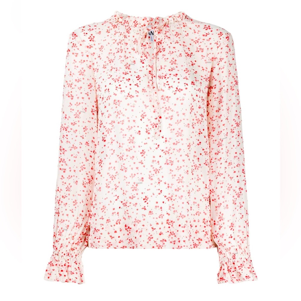 GANNI georgette floral print blouse